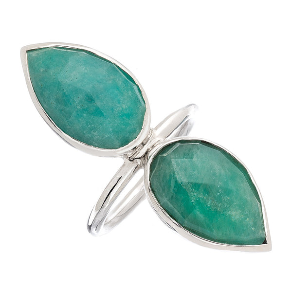 Double Lotus Ring - Amazonite