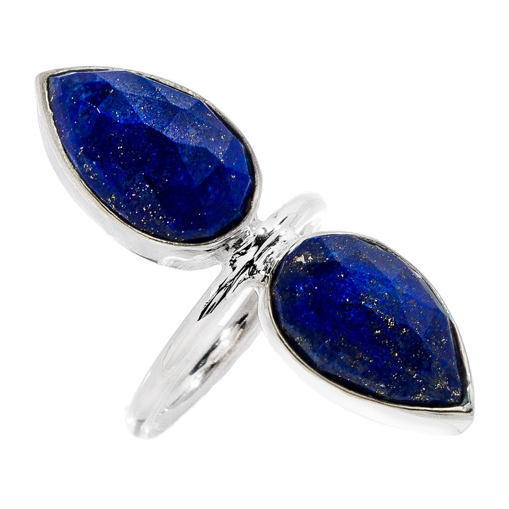 Double Lotus Ring - Lapis