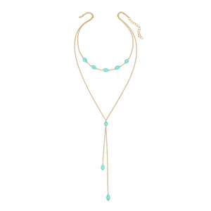 Dancing with Myself Lariat Drape Gemstone Necklace