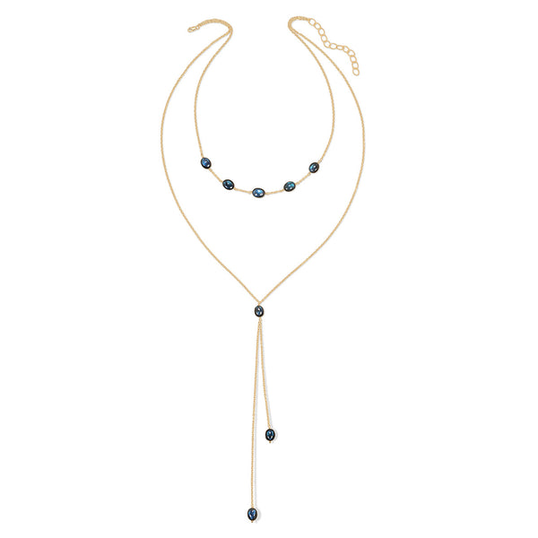 Dancing with Myself Lariat Drape Gemstone Necklace