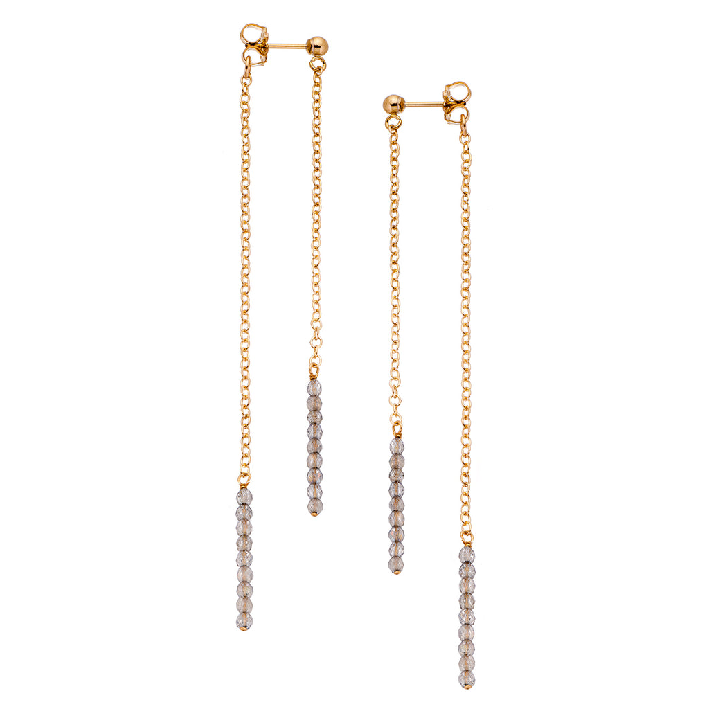 Front Back Extra Tiny Gemstone Duster Earrngs