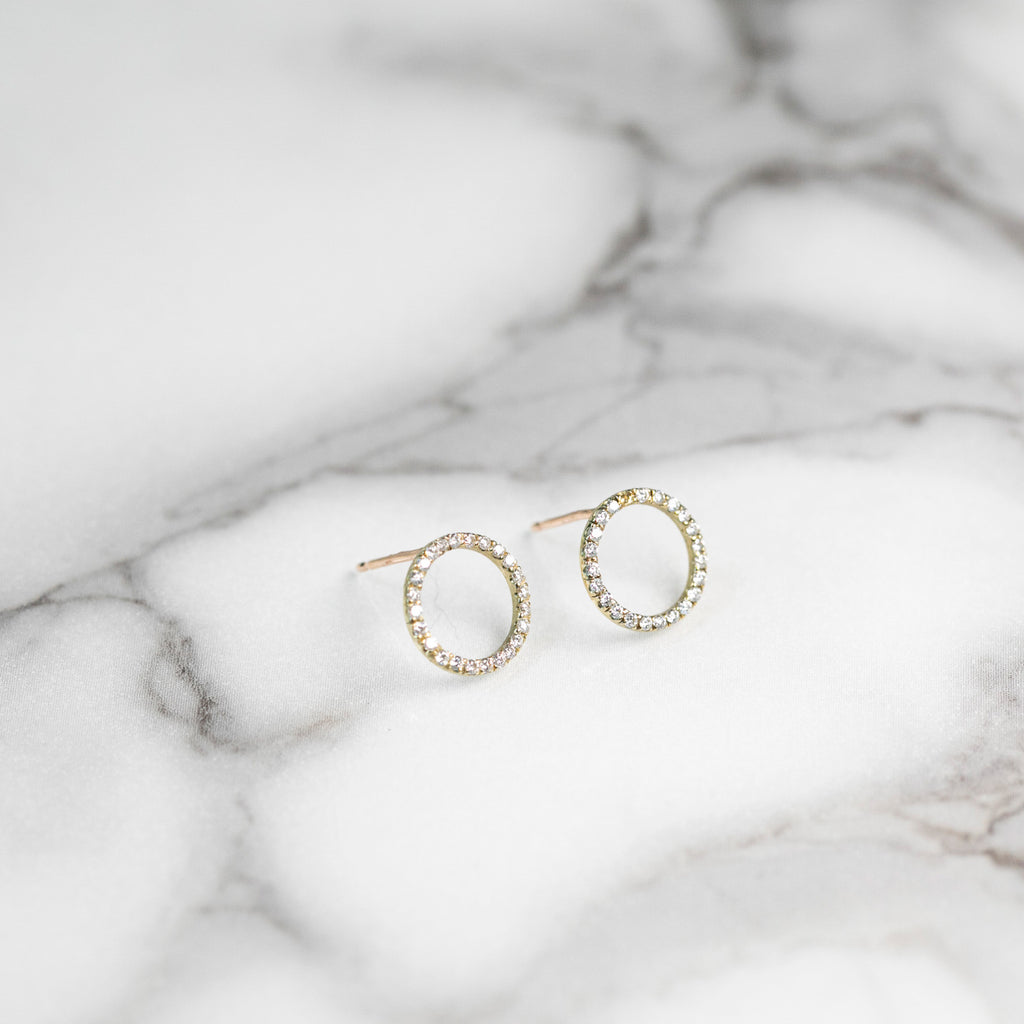 Fine Diamond Circle Stud Earrings