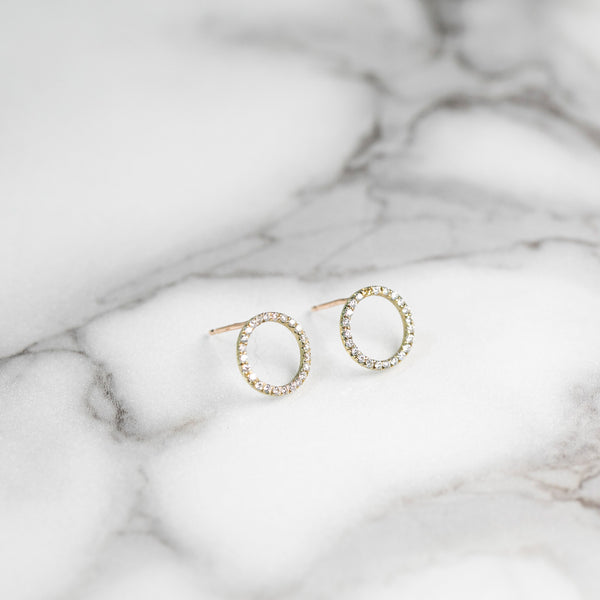 Fine Diamond Circle Stud Earrings