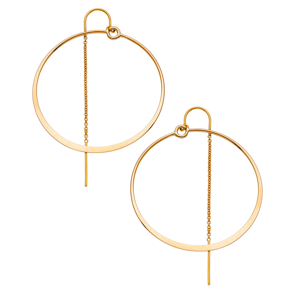 Flat Hoop Thread Thru Earrings