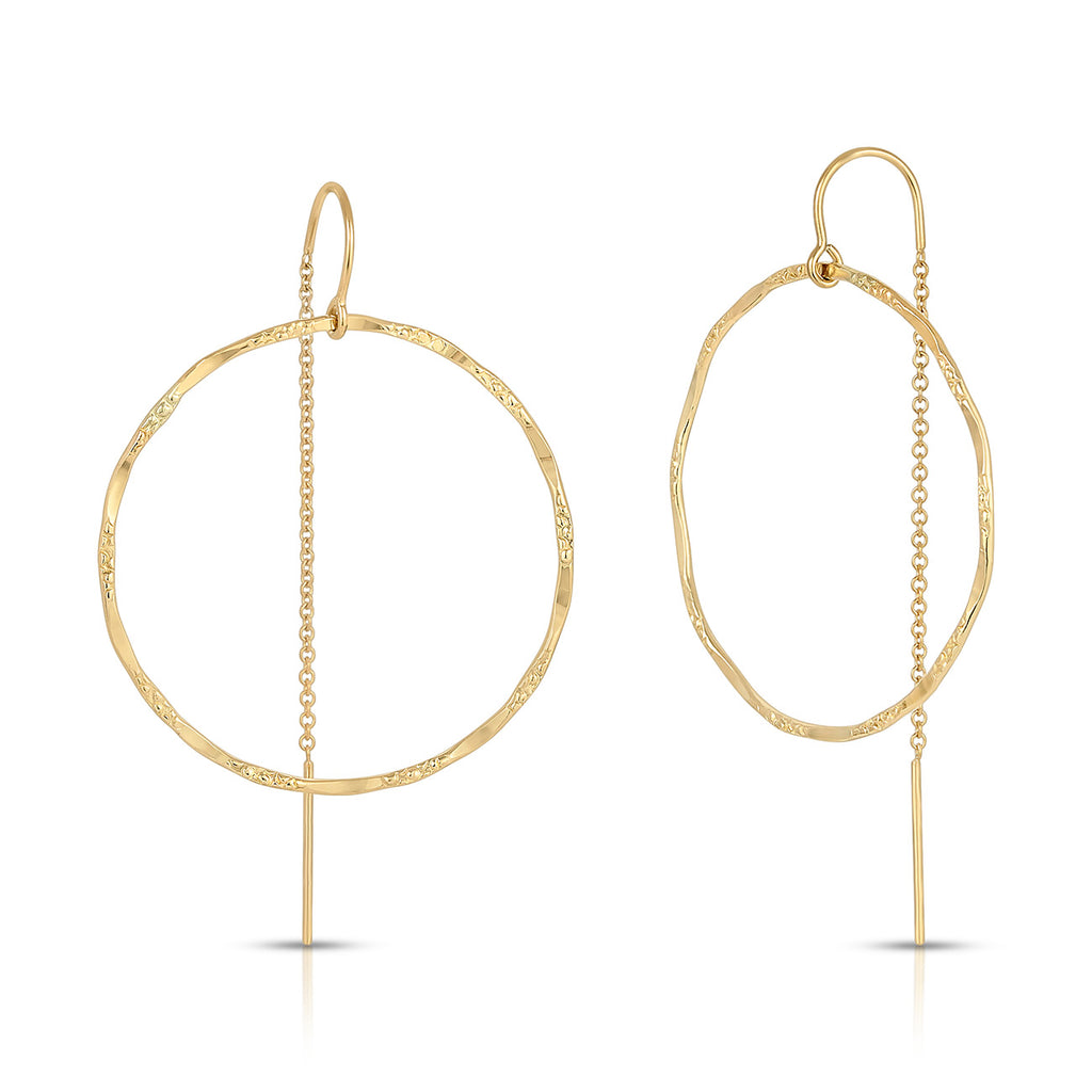 Filigree Hoop Thread Thru Earrings - 35MM - 14K Gold-Filled