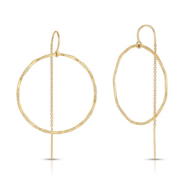 Filigree Hoop Thread Thru Earrings - 35MM - 14K Gold-Filled