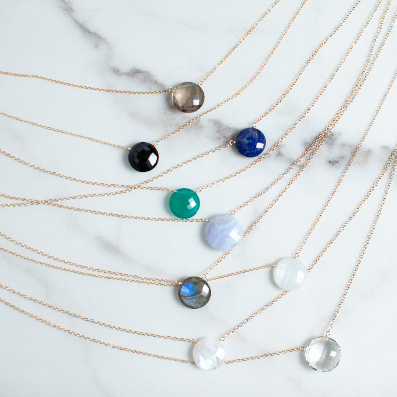 Faceted Layering Coin Gemstone Necklace Heather Hawkins INC