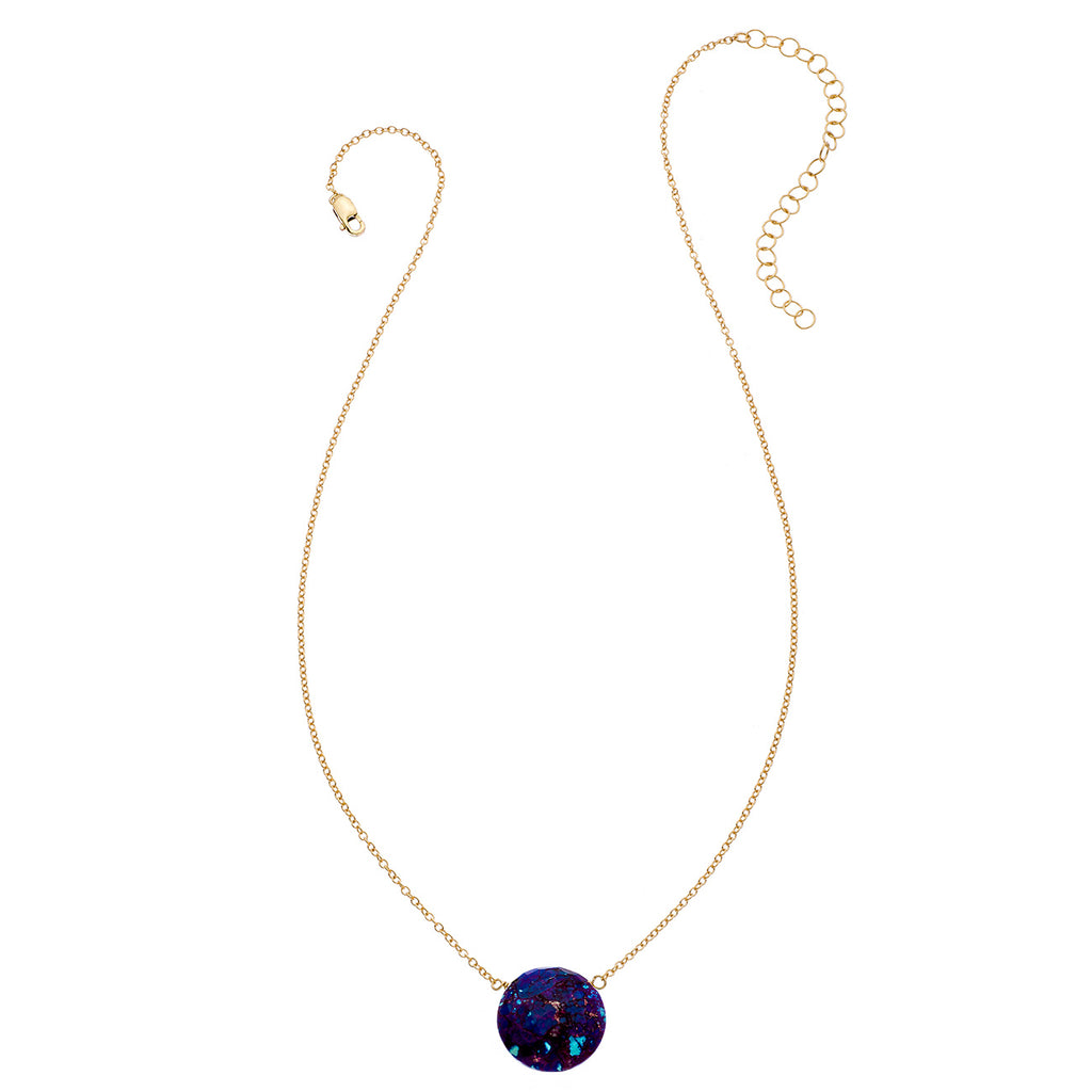 Faceted Layering Coin Gemstone Necklace