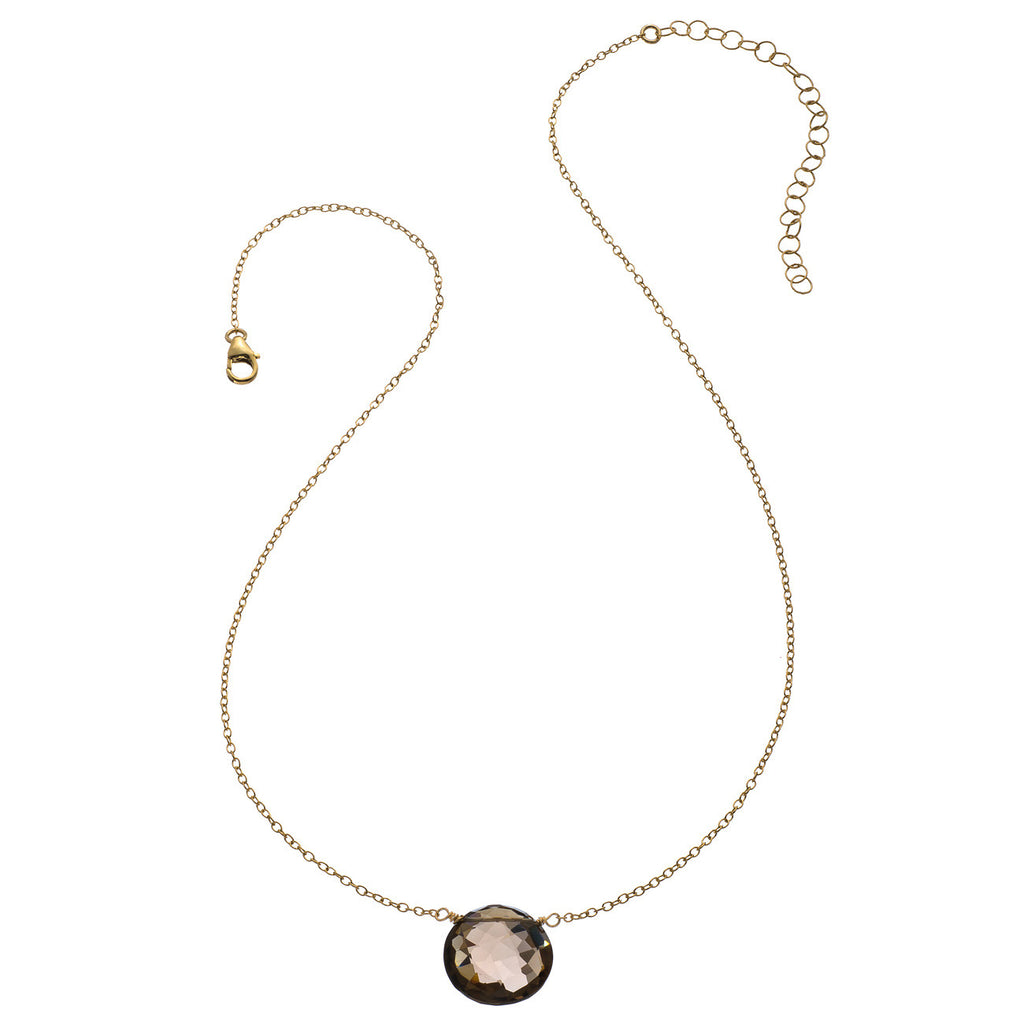 Faceted Layering Coin Gemstone Necklace