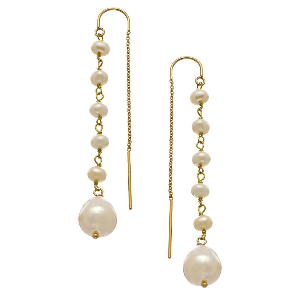 Freshwater Pearl Thread Thru Earrings