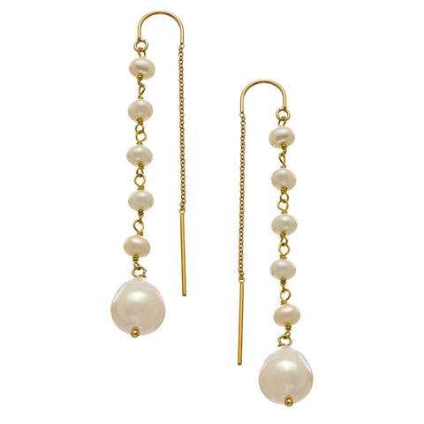 Freshwater Pearl Thread Thru Earrings