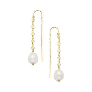 Freshwater Pearl Threader Earrings - 14K Gold-Filled