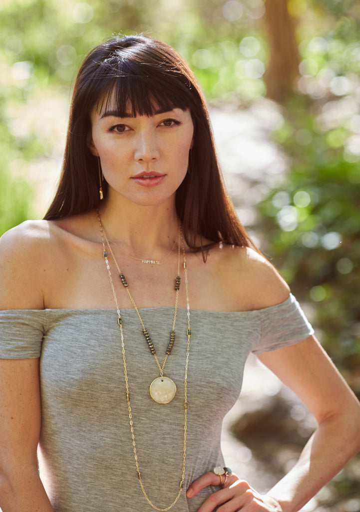 Block Print Necklace - Customizable 14 Karat