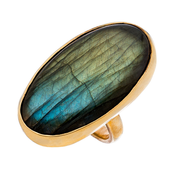 Good Girls Revolt Ring - Labradorite Oval / 18K Yellow Gold Vermeil