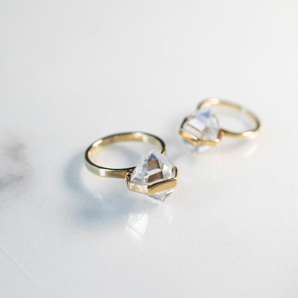 14K Herkimer Diamond Fine Ring