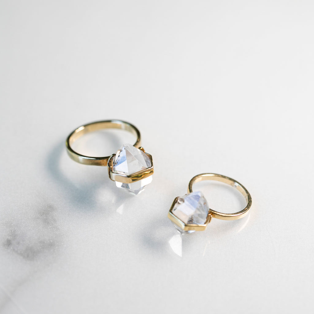 14K Herkimer Diamond Fine Ring