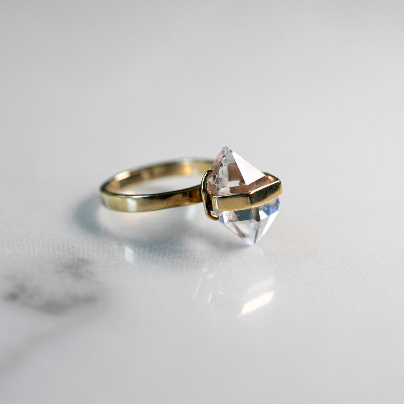 14K Herkimer Diamond Fine Ring