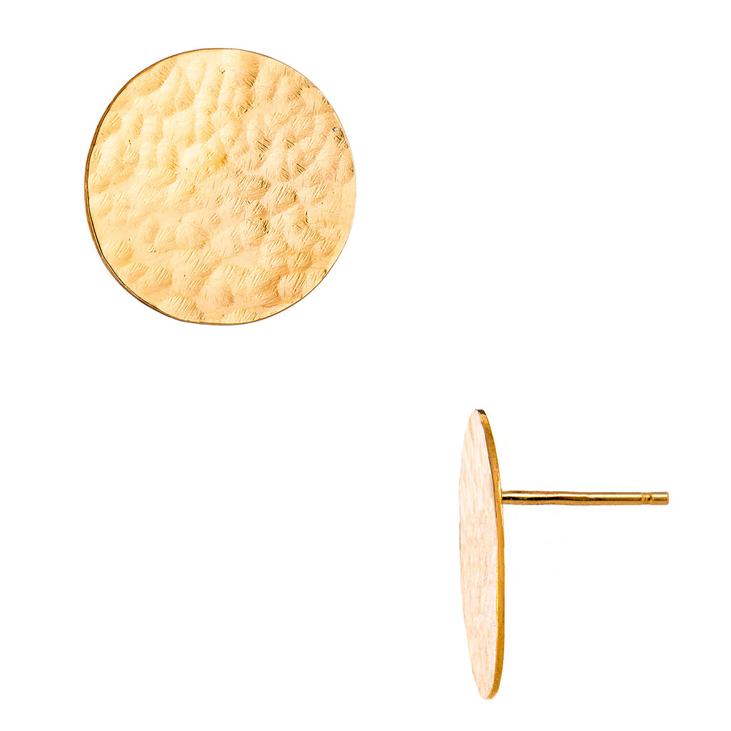 Hammered Gold Filled Disc Stud Earrings (16 mm)