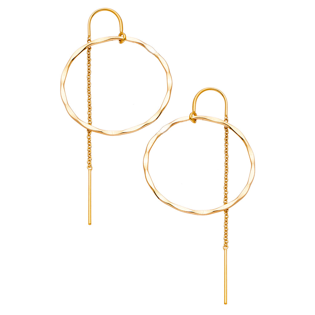 Hammered Hoop Thread Thru Earrings - 14K Gold-Filled