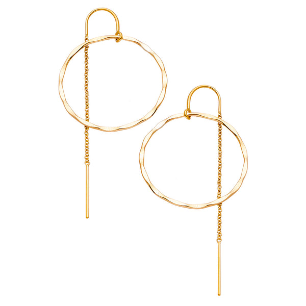 Hammered Hoop Thread Thru Earrings - 14K Gold-Filled