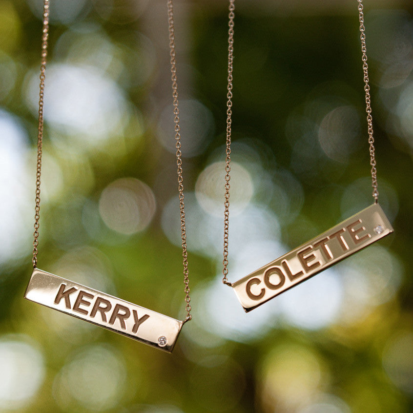 Fine Diamond Bar Necklace - Customizable