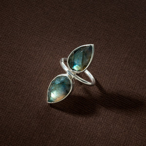 Double Lotus Ring - Labradorite