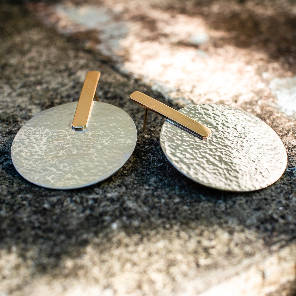 Latch Hammered Disc Earrings