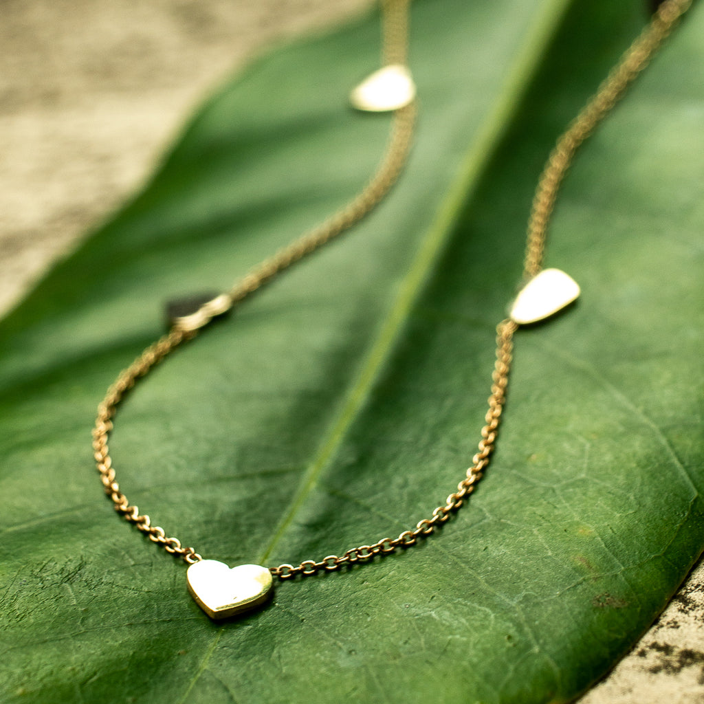 14K 5 Hearts Necklace