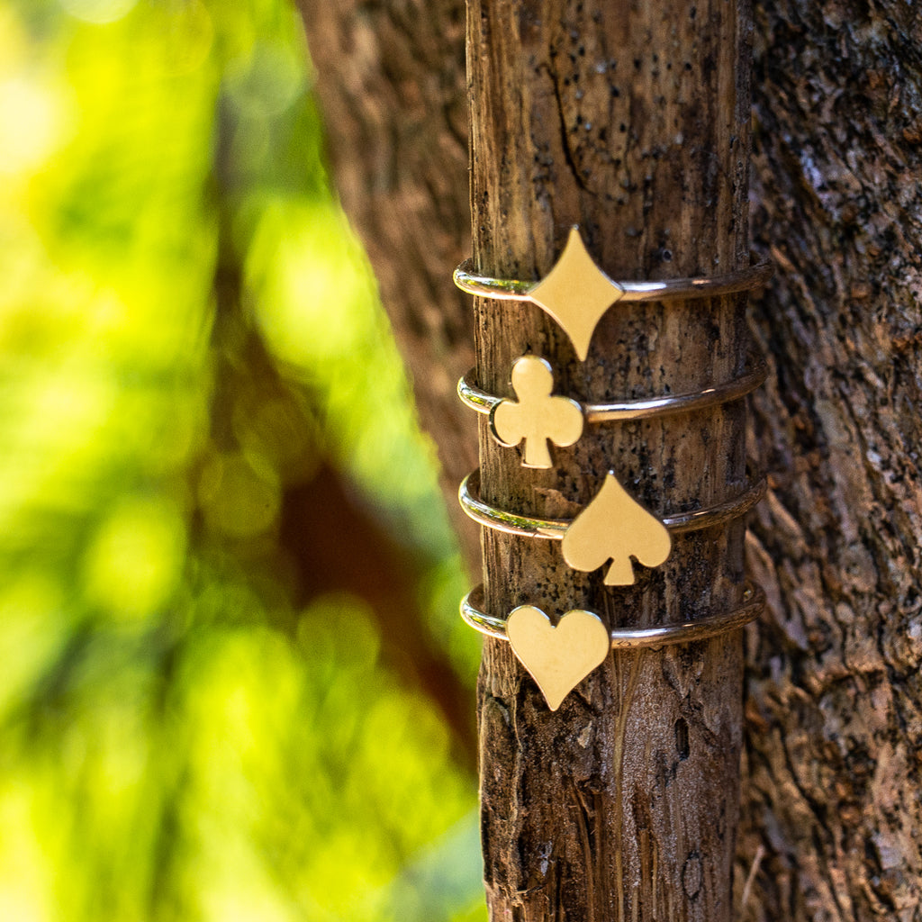 14K - Tiny Love Ring - Playing Card Heart