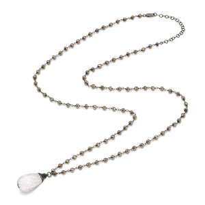 Iridescent Long Faceted Gemstone Necklace