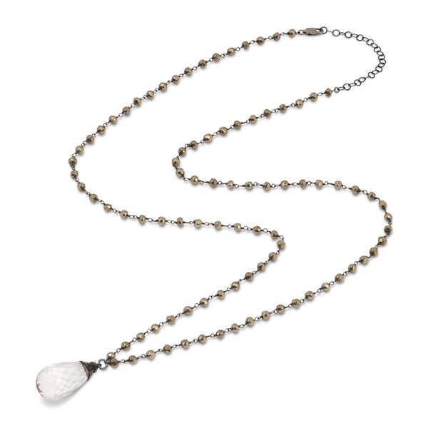 Iridescent Long Faceted Gemstone Necklace