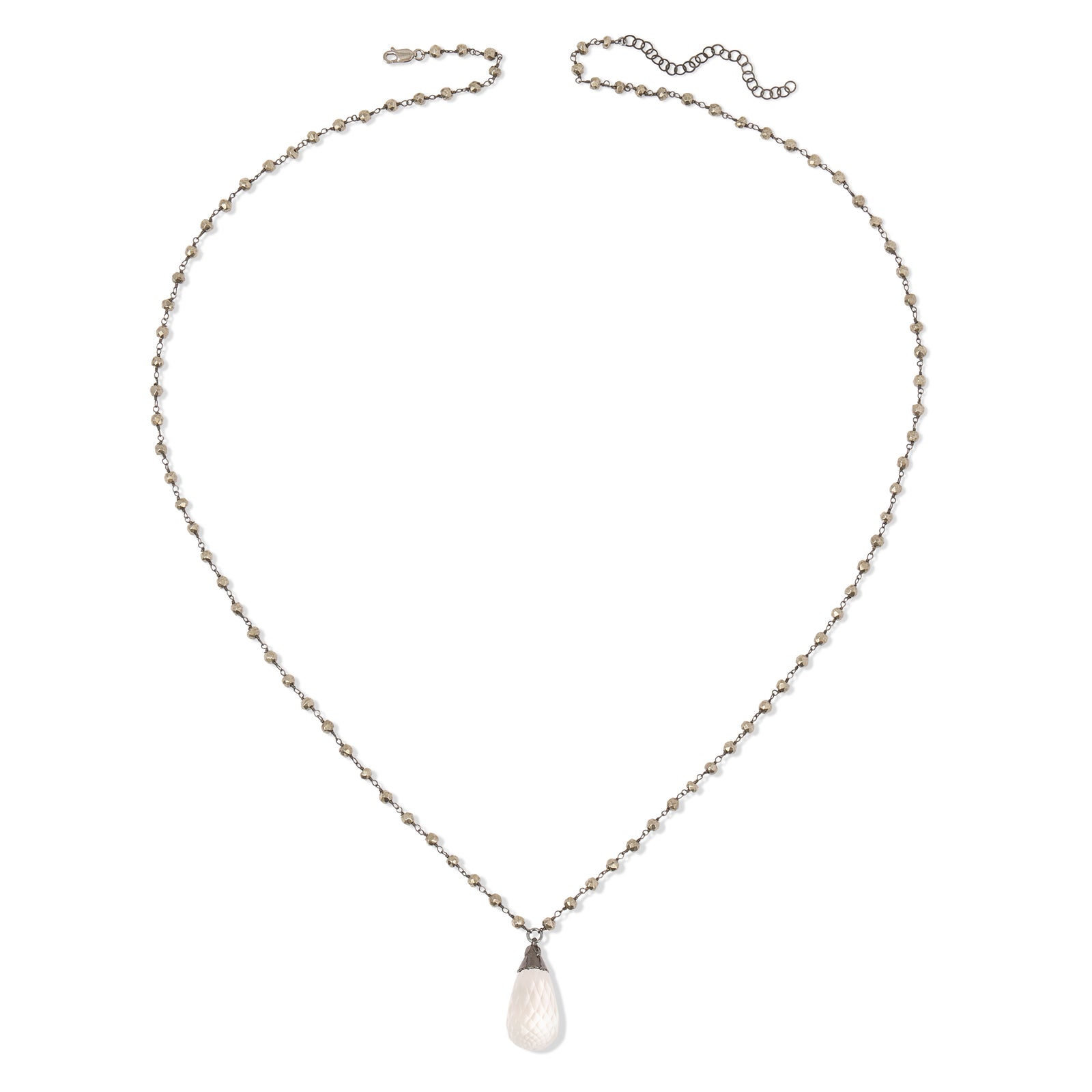 Iridescent Long Faceted Gemstone Necklace
