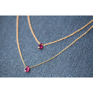2 Tiny Gemstones Drape Necklace