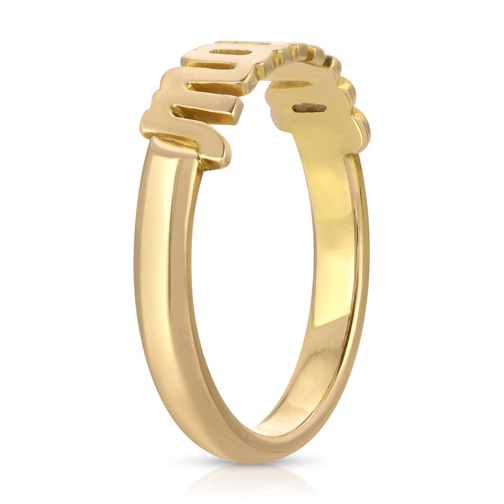 Script Ring with Comfort Band - Customizable (14K Yellow Gold)