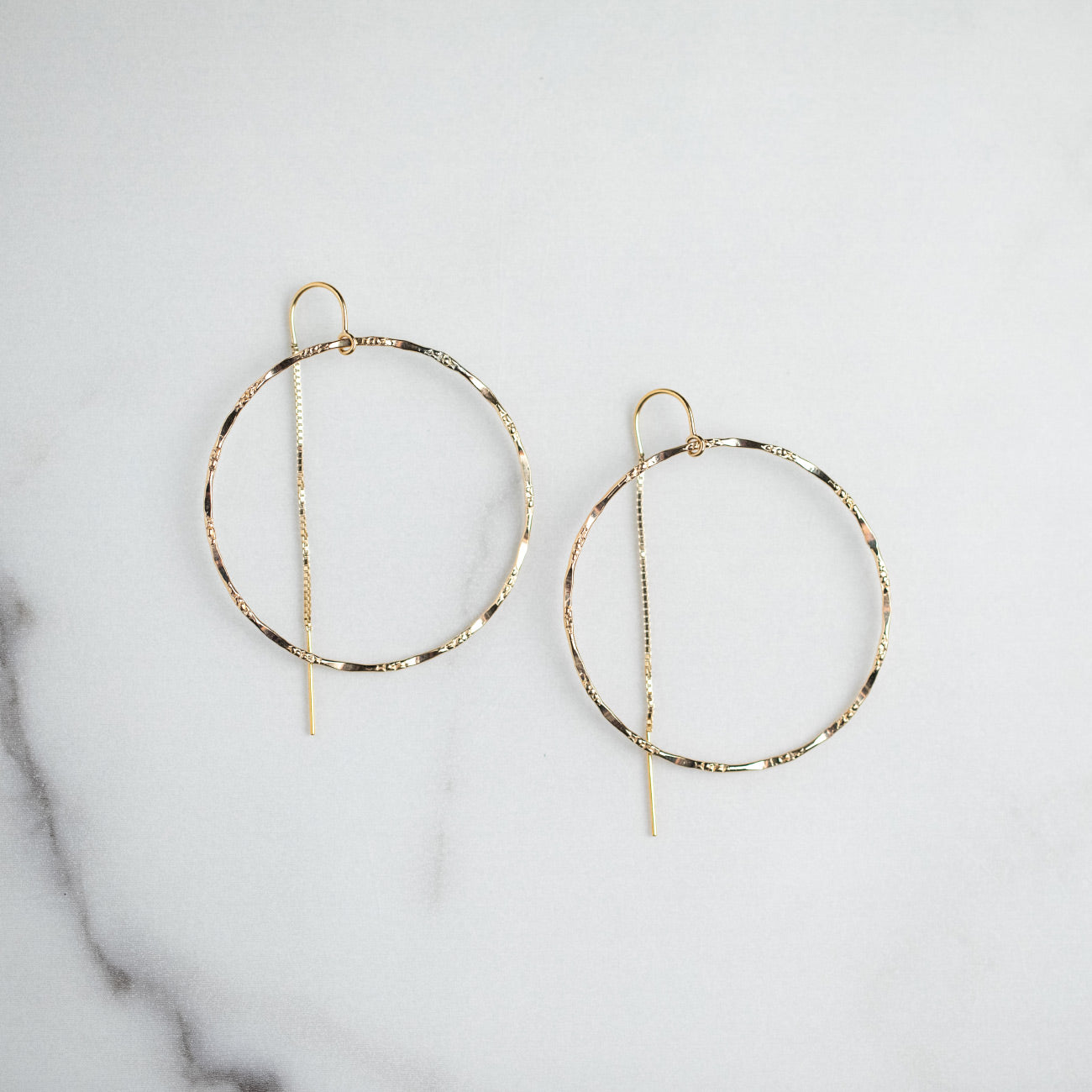 Filigree Hoop Thread Thru Earrings - 42MM - 14K Gold-Filled