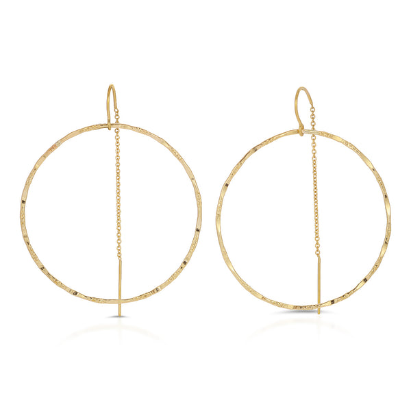 Filigree Hoop Thread Thru Earrings - 42MM - 14K Gold-Filled