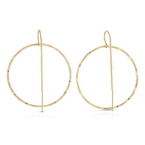 Filigree Hoop Thread Thru Earrings - 42MM - 14K Gold-Filled