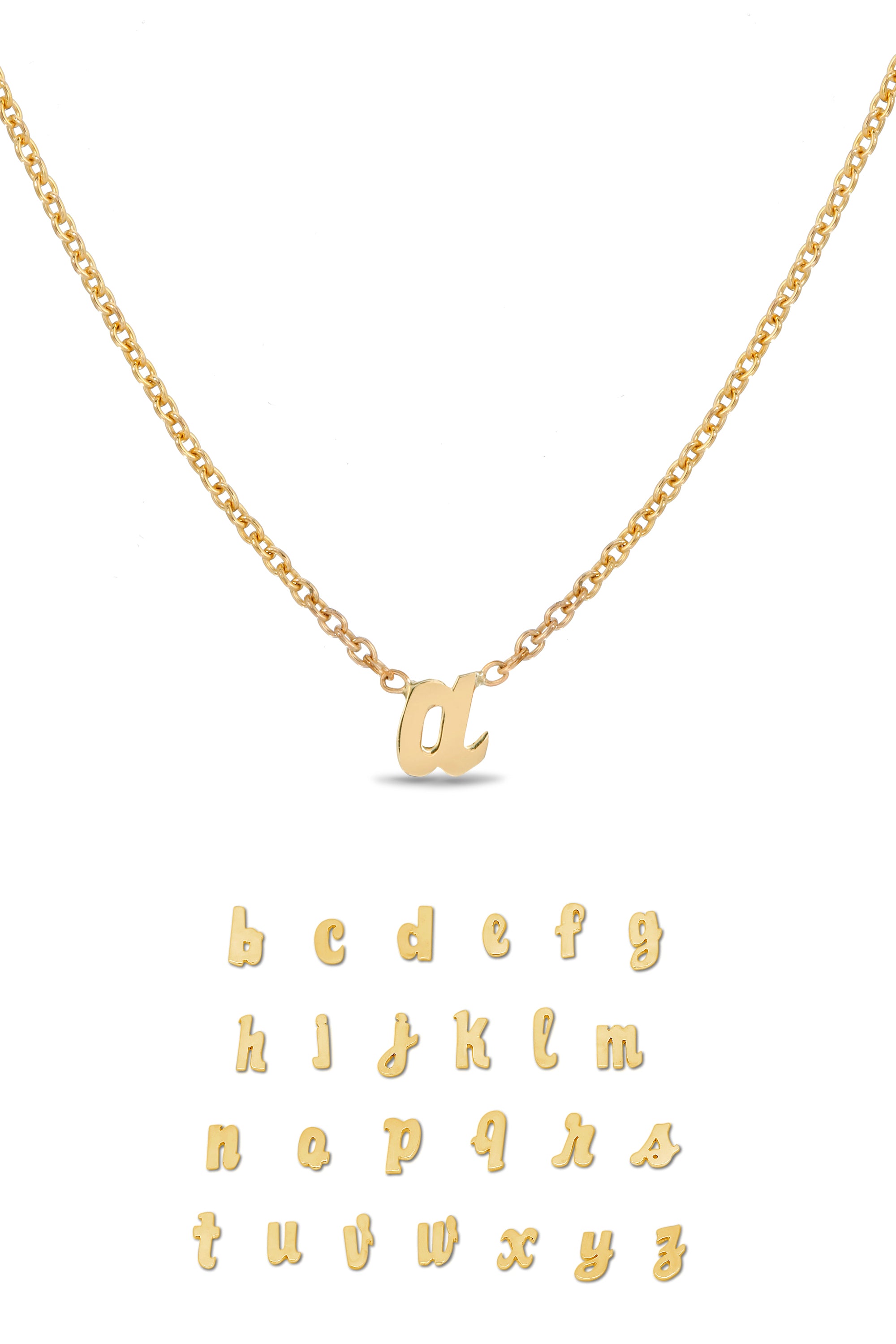 Lowercase Alpha Necklace 14KYellowGold
