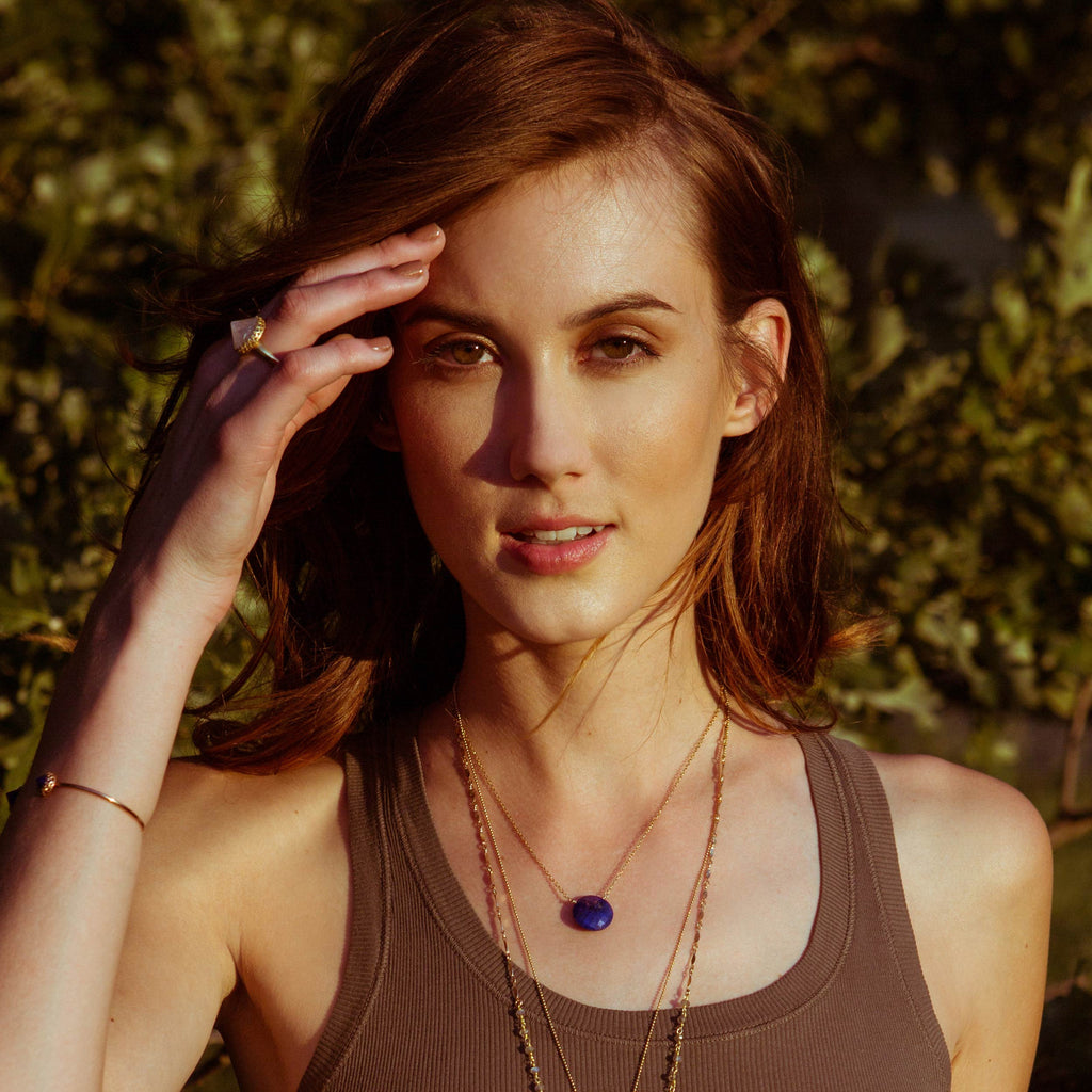 Faceted Layering Coin Gemstone Necklace