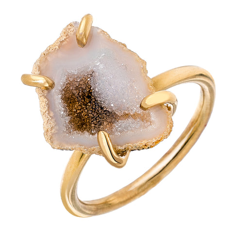 Prong Set Light Drusy Geode Ring