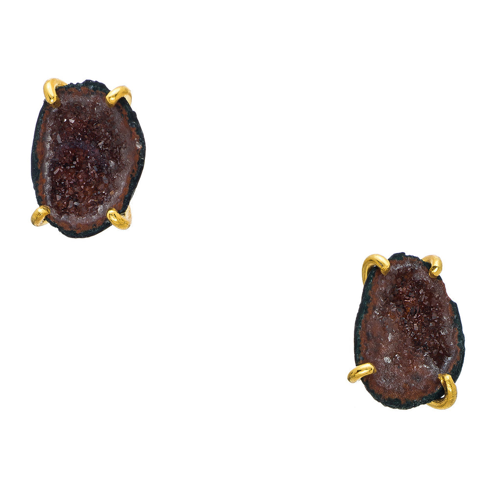 Prong Drusy Geode Stud Earrings