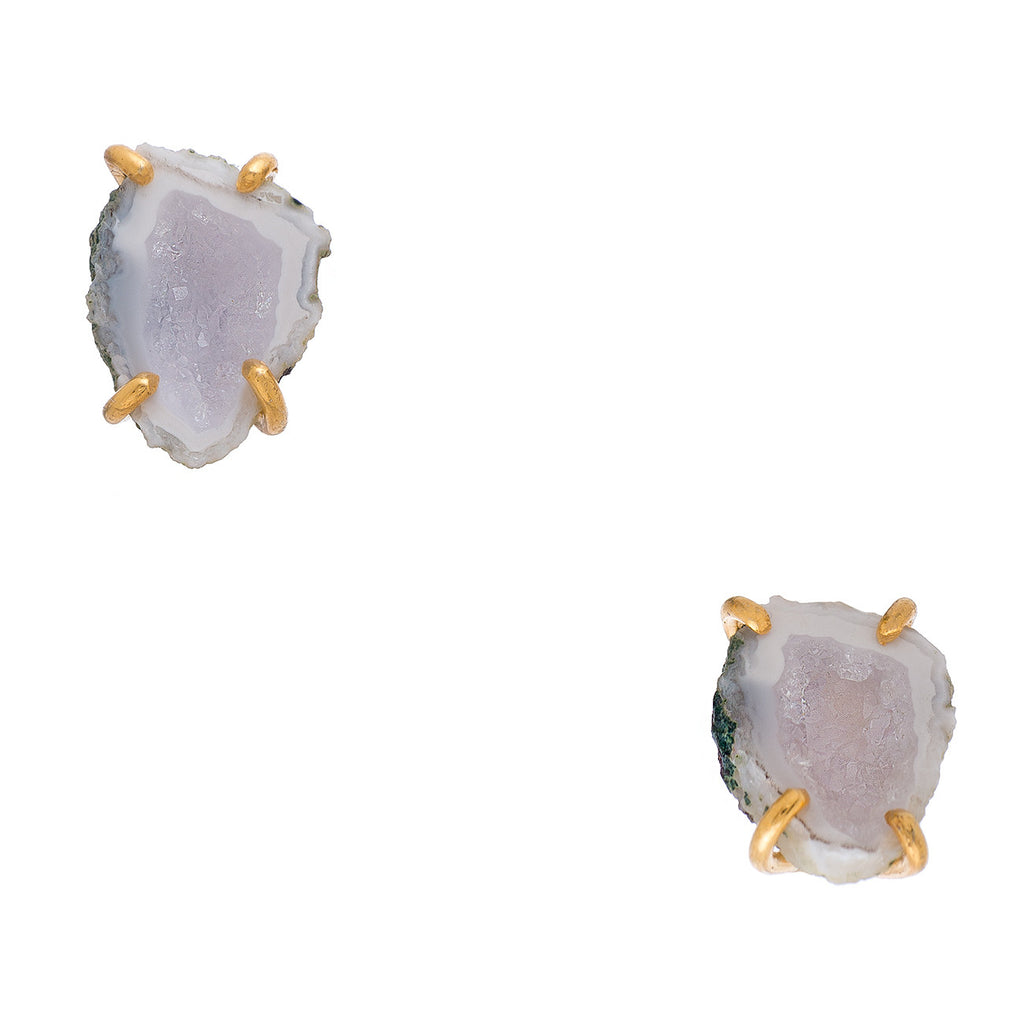 Prong Drusy Geode Stud Earrings