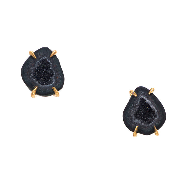 Prong Drusy Geode Stud Earrings