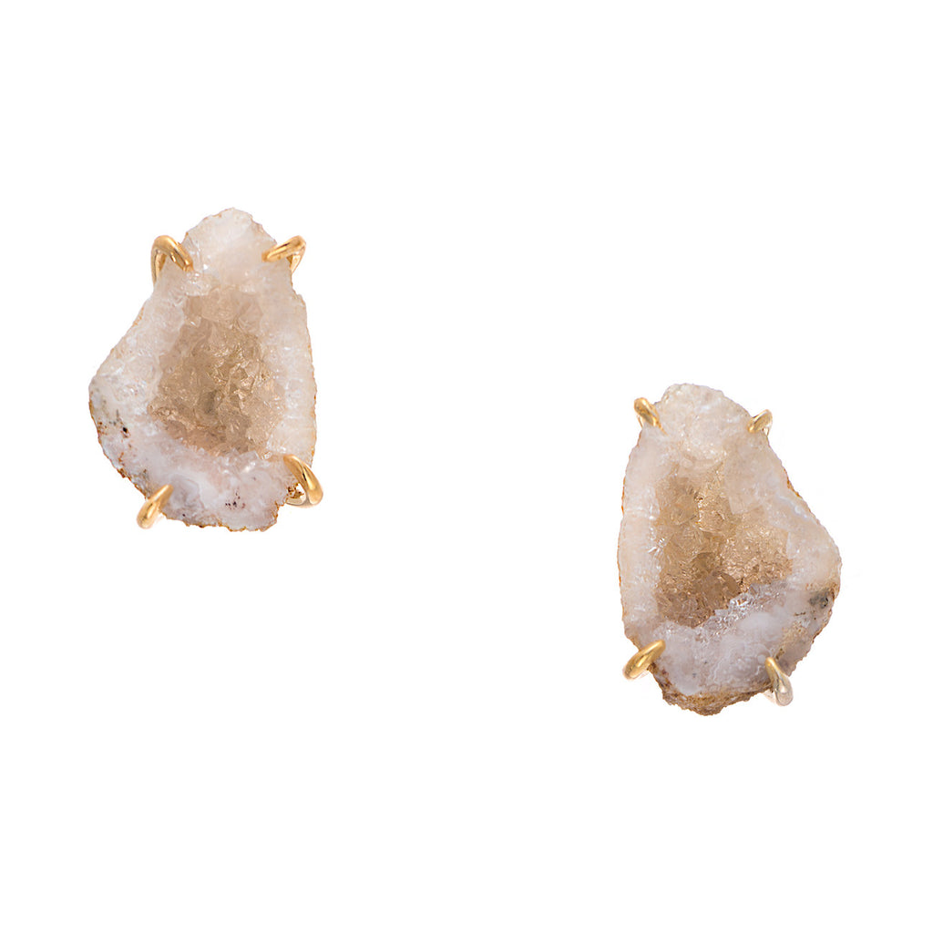 Prong Drusy Geode Stud Earrings