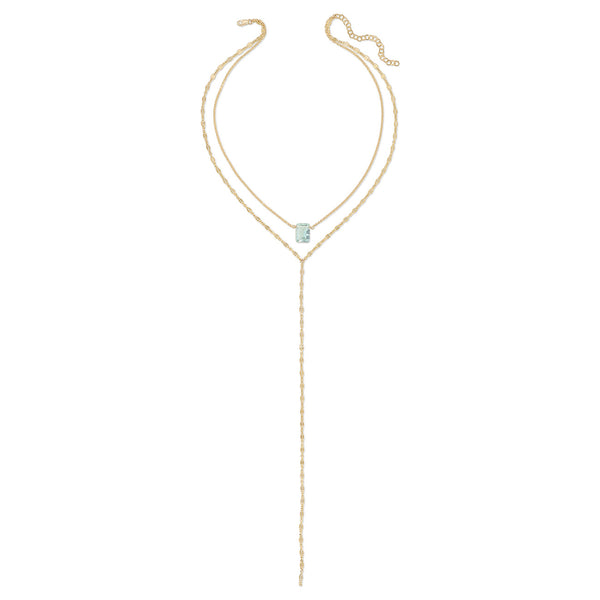Romance Draped Y Necklace - Sky Blue Topaz
