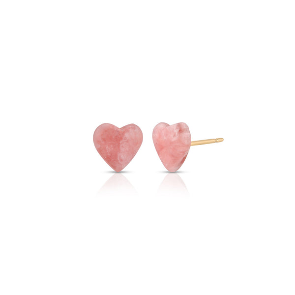 Gemstone Heart Stud Earrings - 14K Gold-Filled