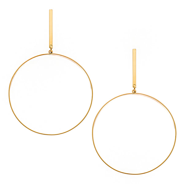 Short Flat Front Drop Hoop Earrings