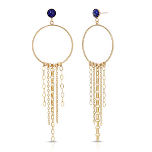 Shangri - La Post Drop Hoop Fringe Earrings