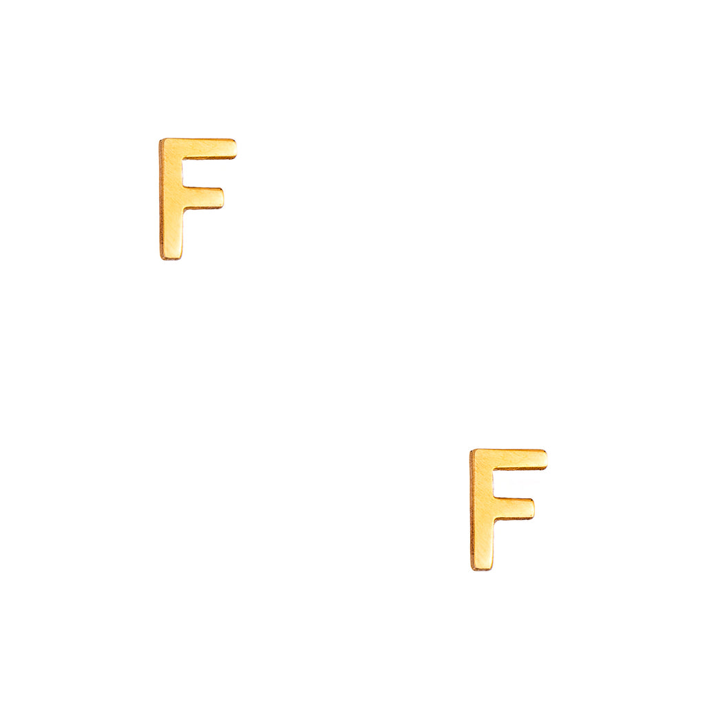 14K Single Letter Stud Earrings - Customizable