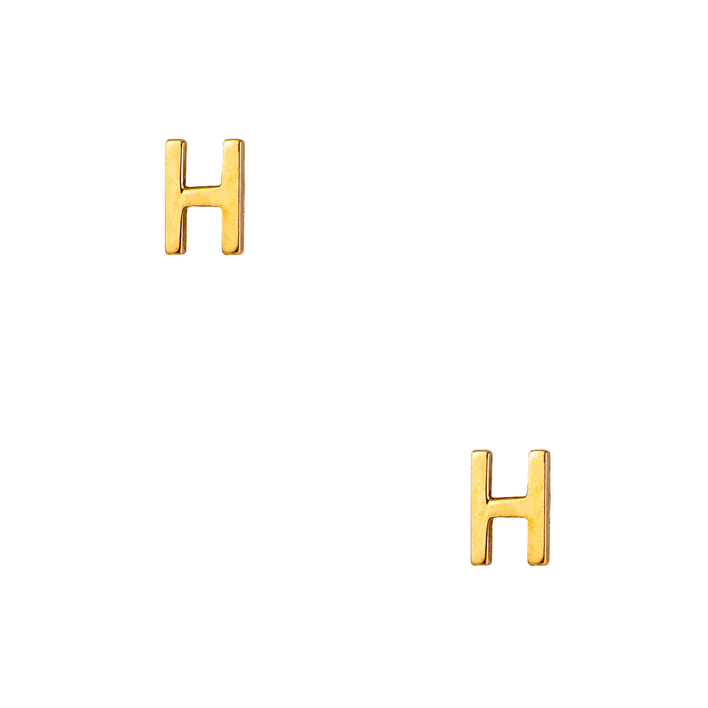 14K Single Letter Stud Earrings - Customizable